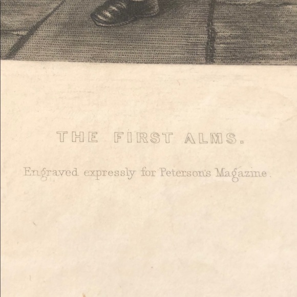 First Alms 9.5" X 5.75" - Antique Engraving/Print - Picture 4 of 6
